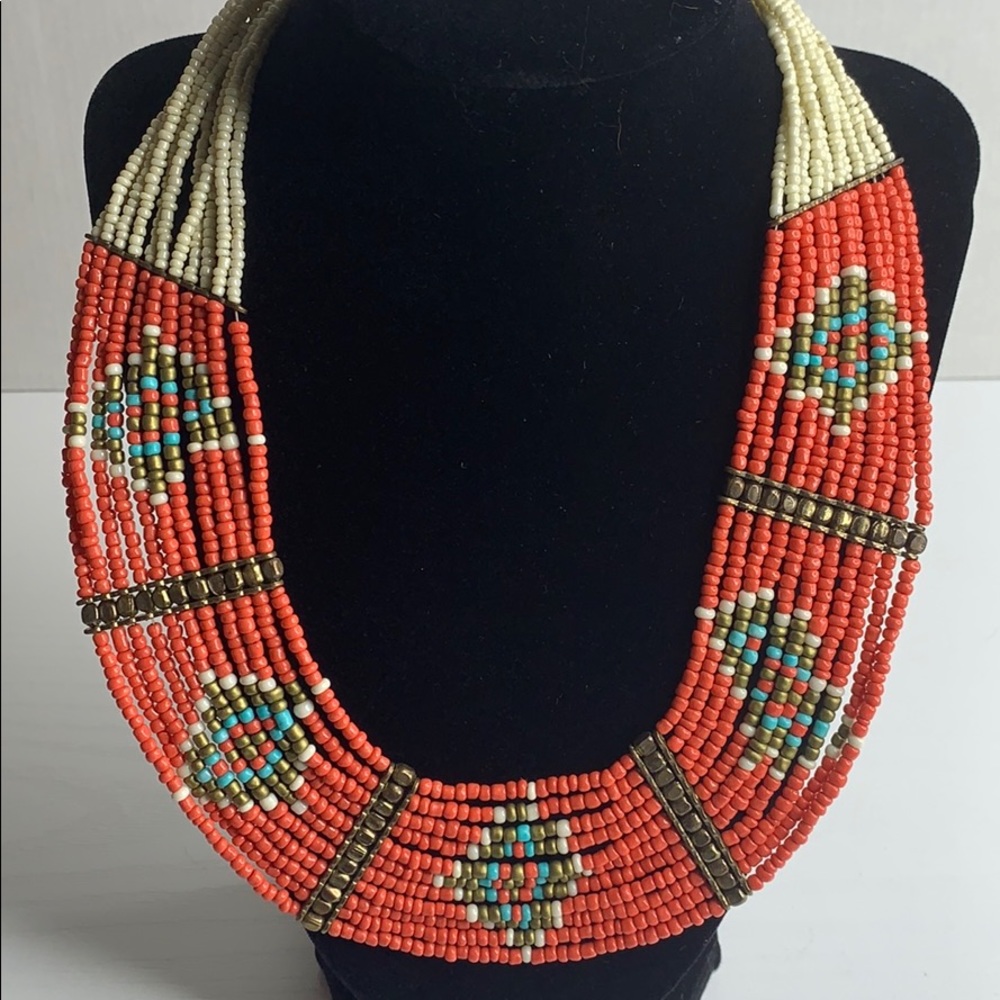 Beaded Boho SouthWest Statement Bib Necklace